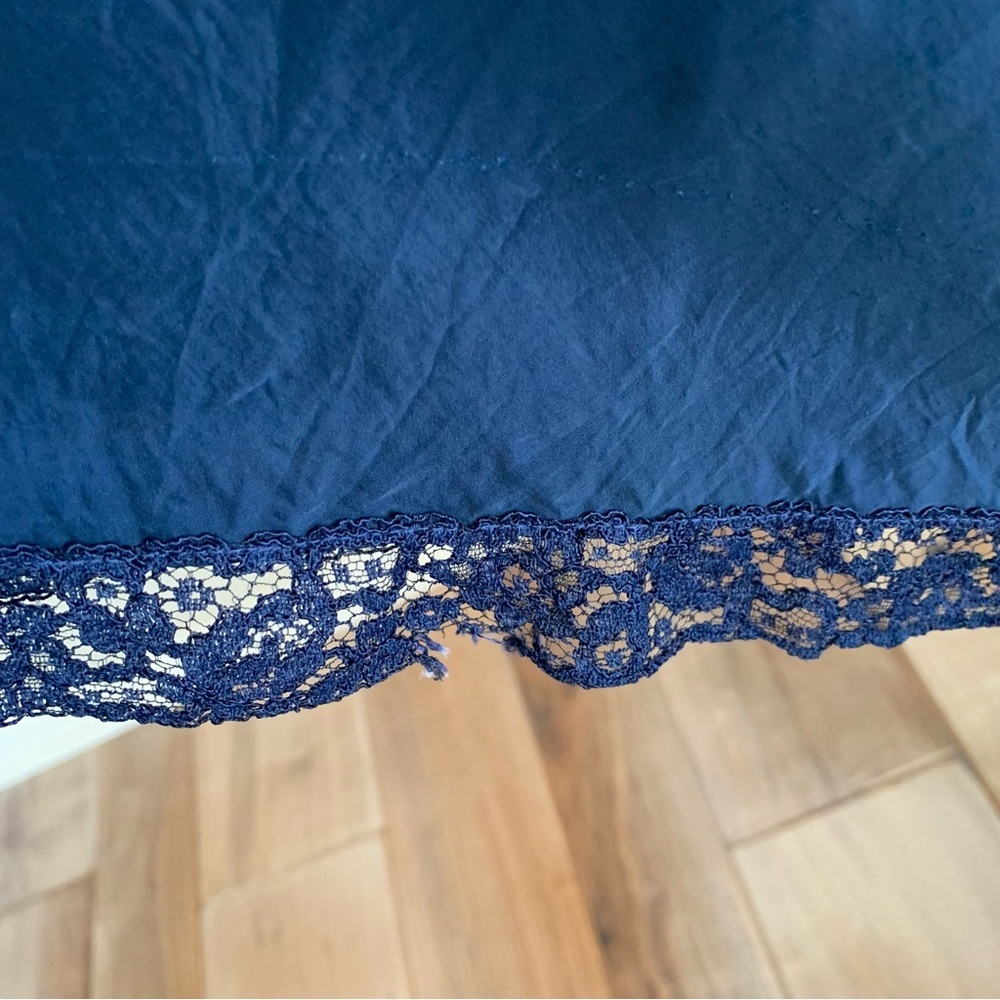 Vintage 30s 40s Navy Lace Slip Lingerie Boudouir Peignoir - Picture 10 of 11
